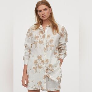 DESMOND & DEMPSEY X H&M Limited Edition Palm Tree Print Tunic Shirt / Coverup‎
